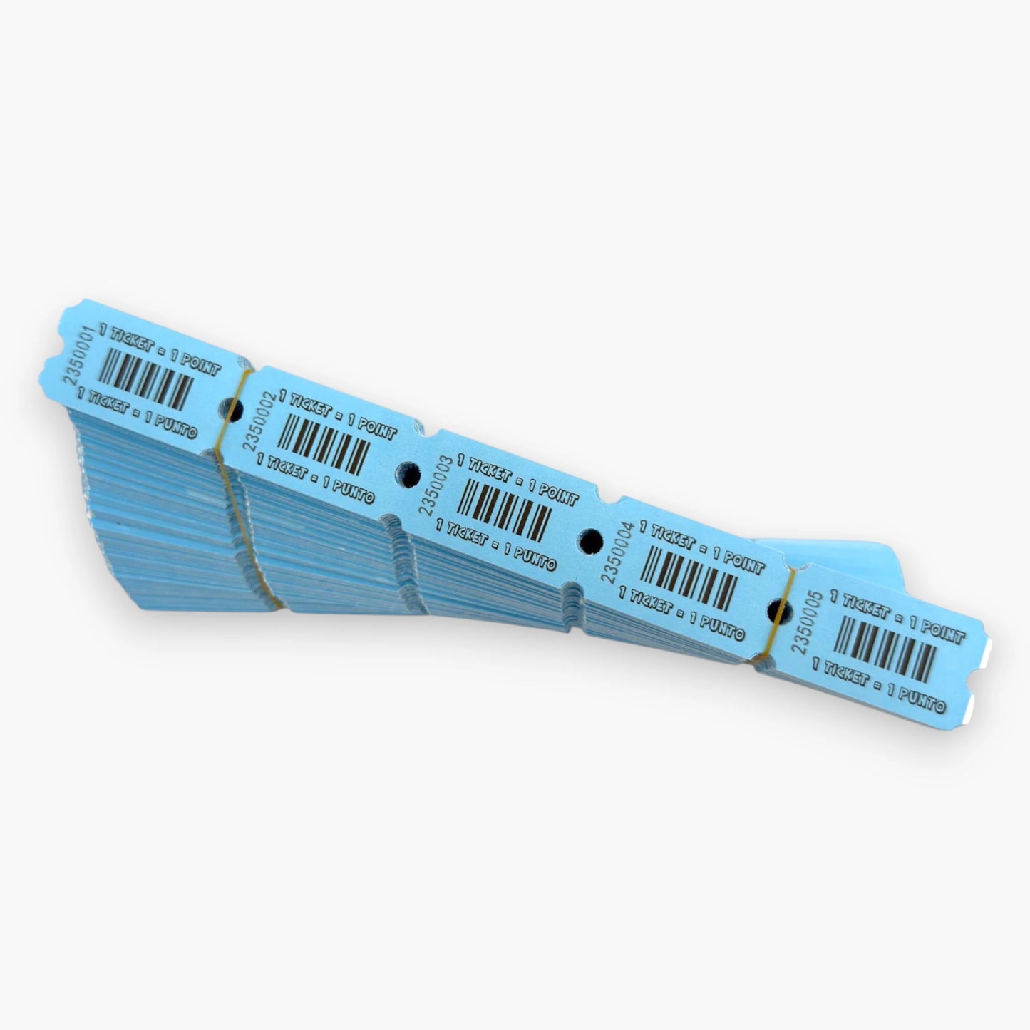 Arcade Redemption Ticket – 7-Digit Security Code, Barcode for Tracking, Perforated, 2 x 1.25 Inch Standard Size - Blue