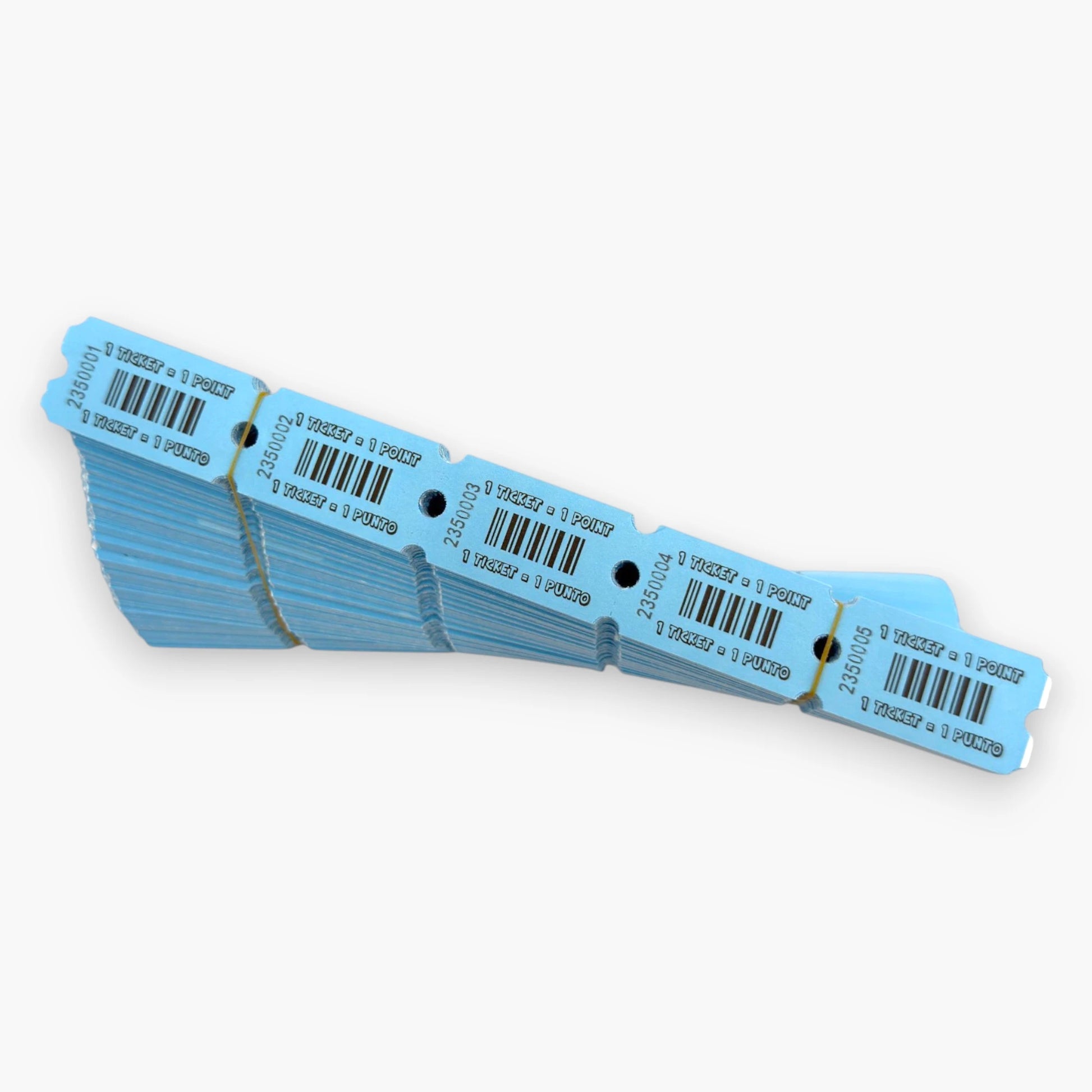 Arcade Redemption Ticket – 7-Digit Security Code, Barcode for Tracking, Perforated, 2 x 1.25 Inch Standard Size - Blue