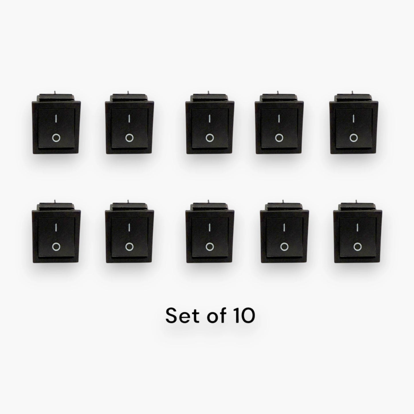 Heavy-duty black rocker power switch set of 10