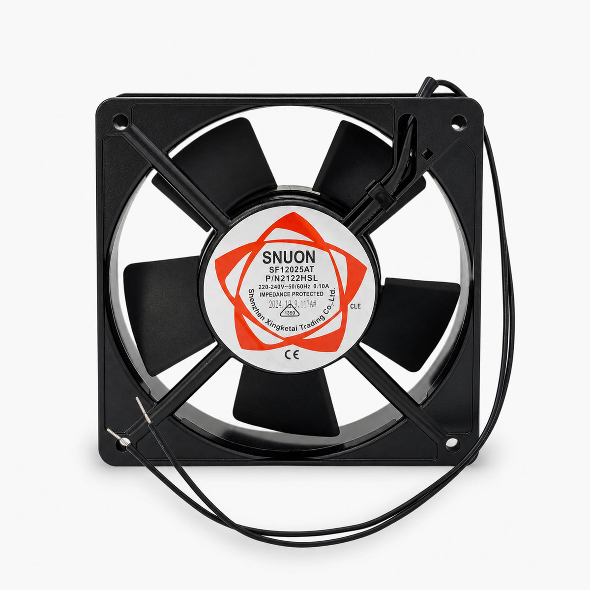 SNUON SF12025AT 120x120x25mm 220-240V AC axial cooling fan, front view