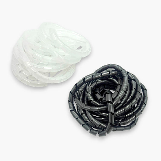 Spiral cable wrap wire organizer sleeve for cable management available in black and white