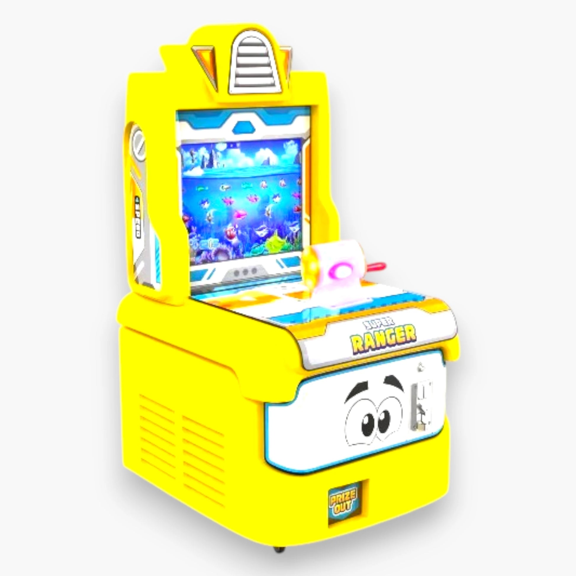 Super Ranger Fishing Game Arcade Machine – Yellow Cabinet, Toy Gun Controller, LED Lighting, Coin Operated