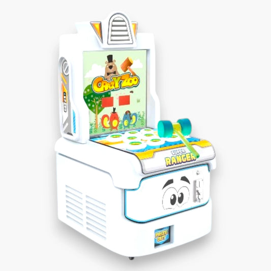 Super Ranger Whack-a-Mole Arcade Machine – White Cabinet, Multi-Mole Gameplay, LED Lighting, Coin Operated