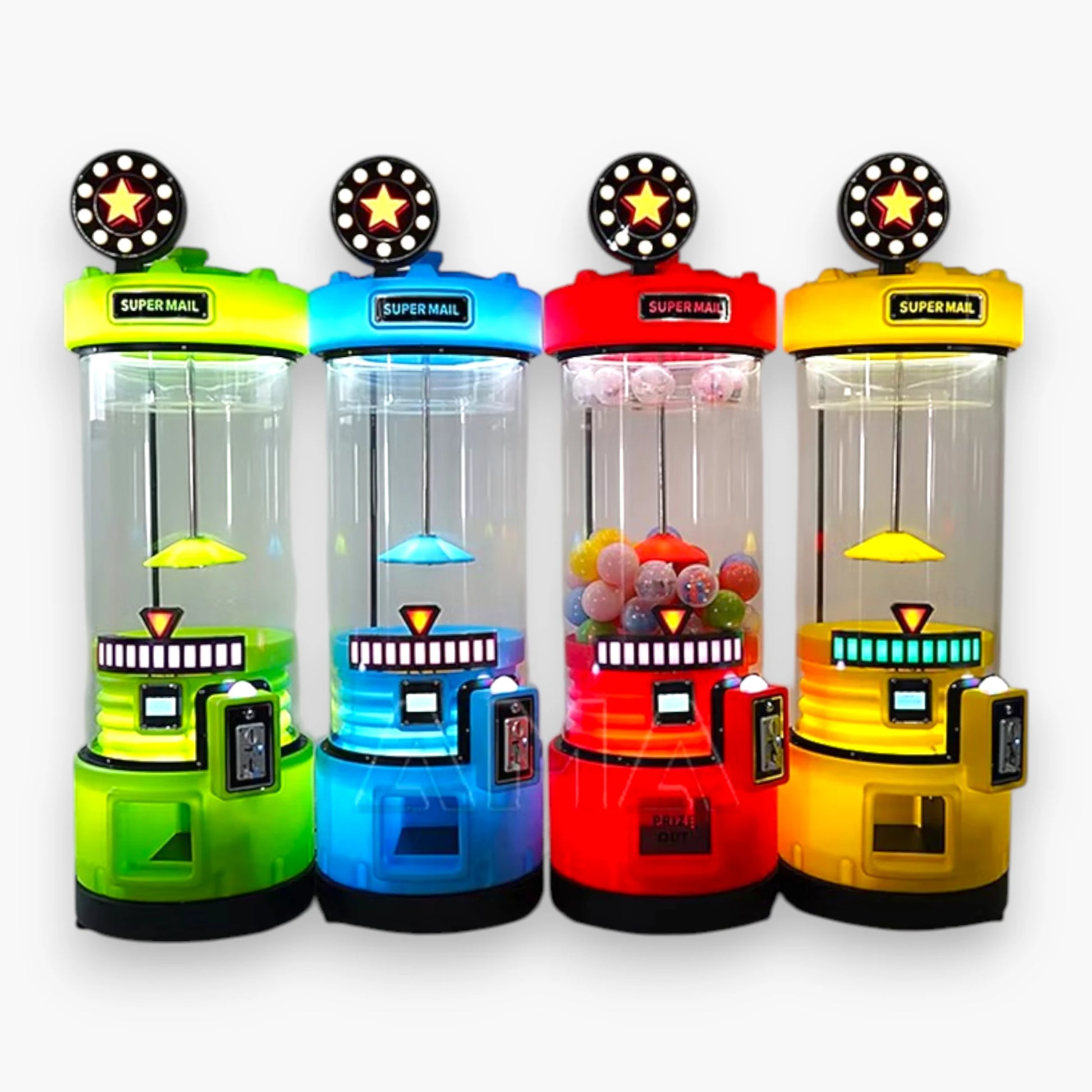 Toy Spinner Capsule Prize Game Machine – Star-Lit Spinning Top, Transparent Capsule Chamber, Coin Operated