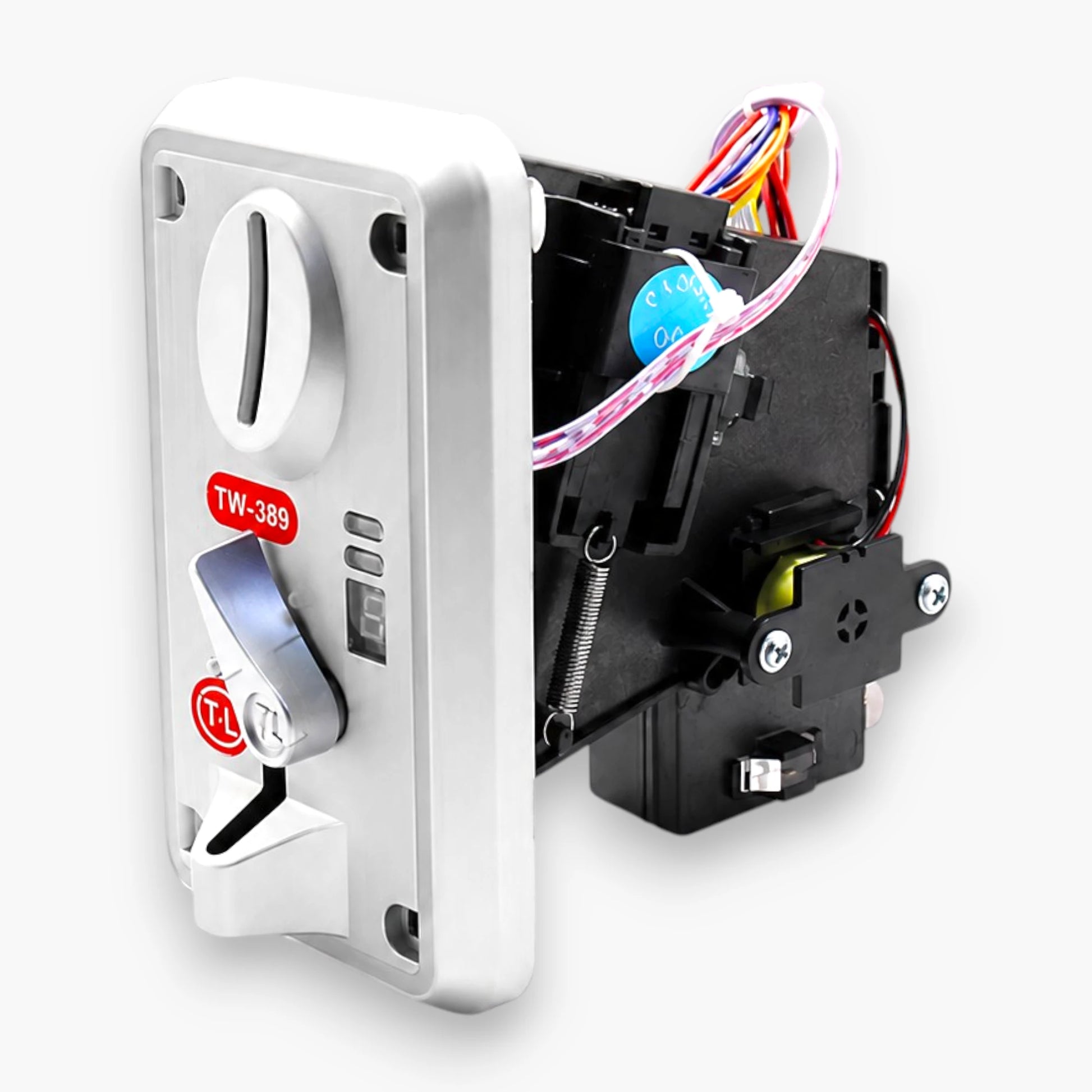 TW-389 multi-coin selector with colorful LED lighting and digital display