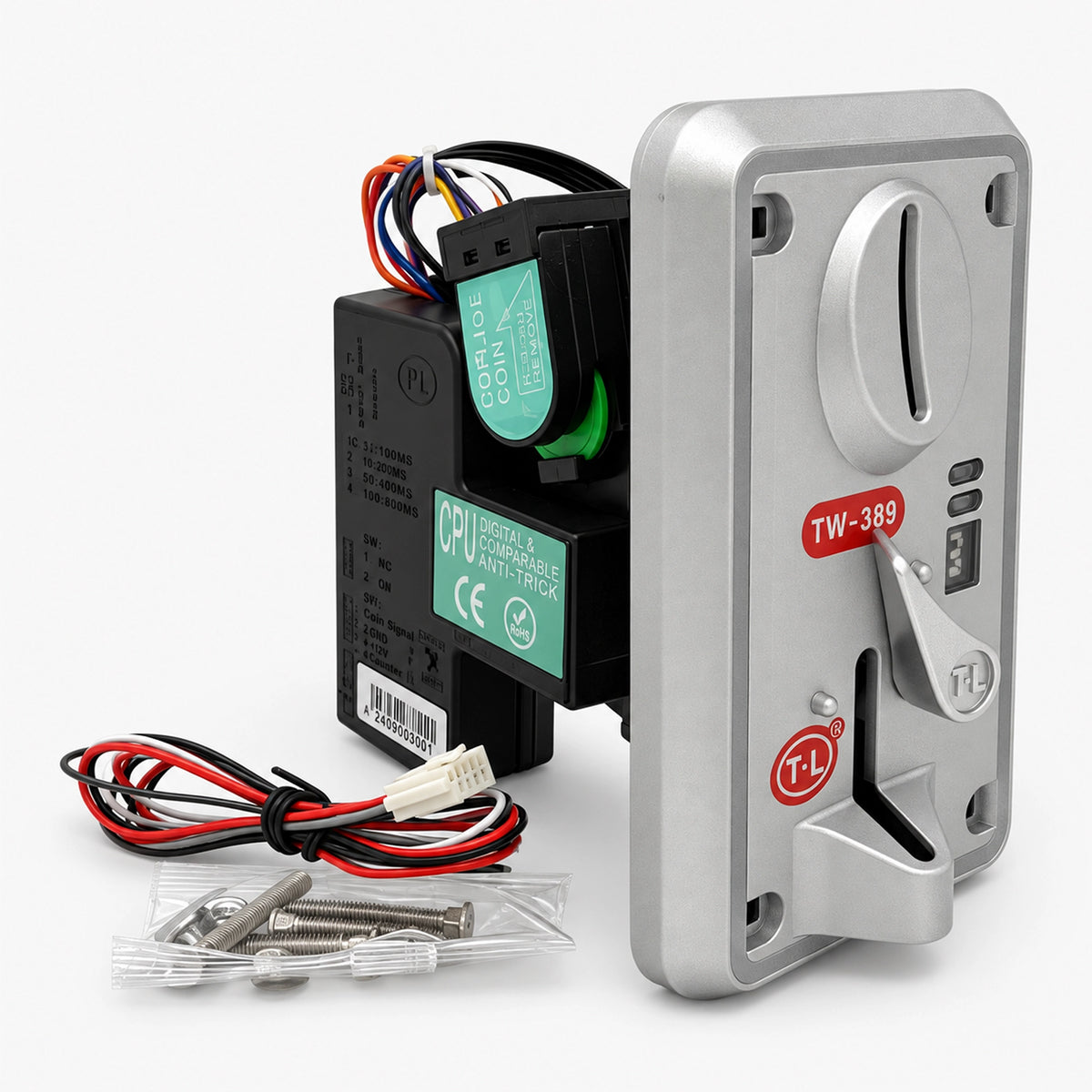 Electronic TW-389 coin acceptor with accessories