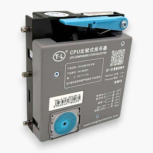 Tongli TW-800 Coin Acceptor 3rd Generation – 12V DC, 22–27mm Coin Diameter, Anti-EMI, for Arcade and Vending Machines