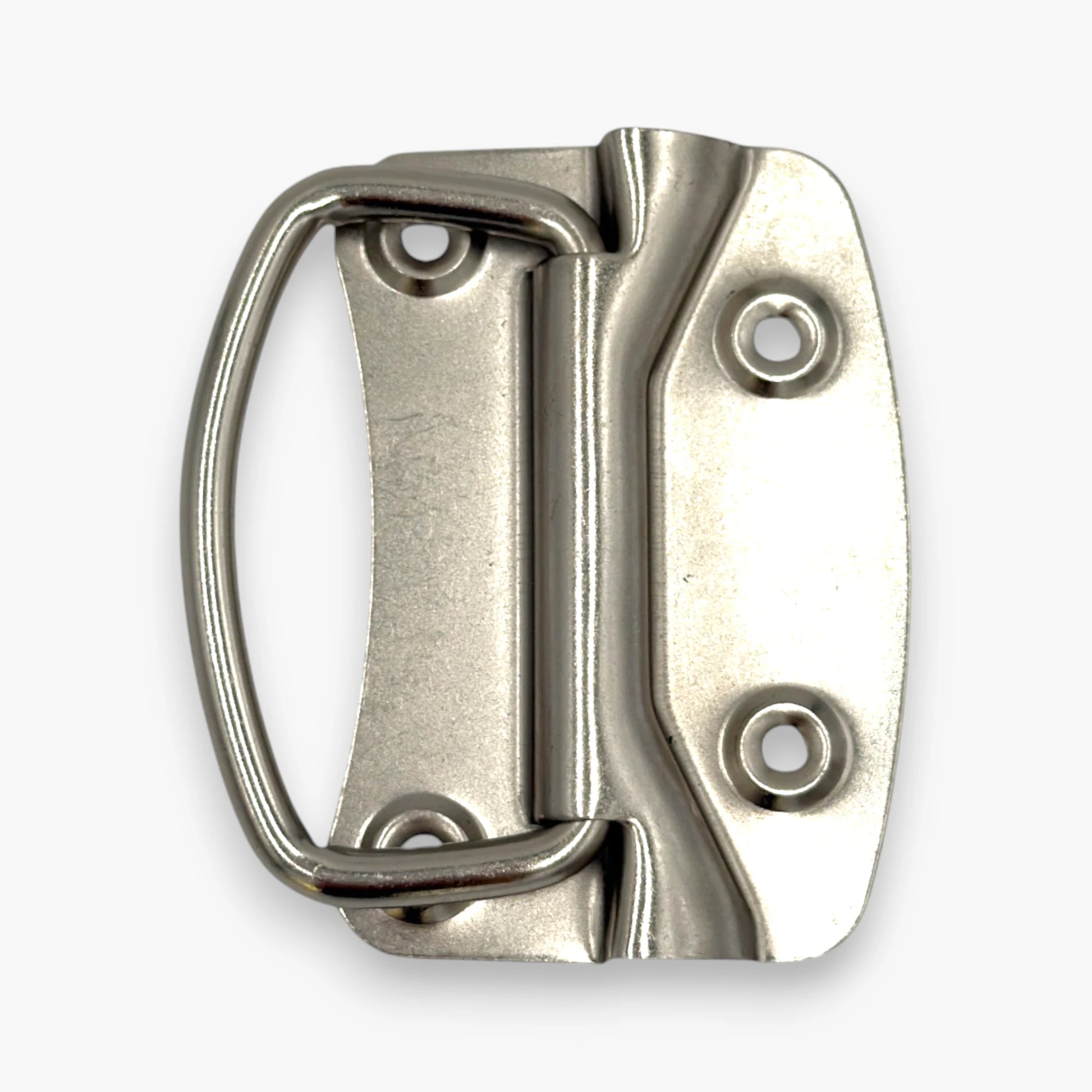 Thick recessed toolbox chest handle with nickel-plated steel finish for flight cases and storage chests