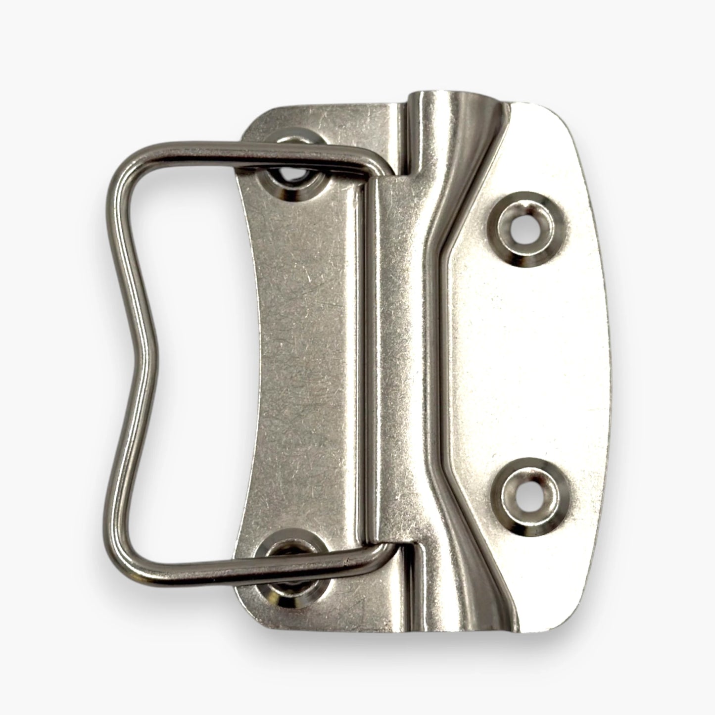 Thin recessed toolbox chest handle with nickel-plated steel finish for toolboxes and equipment cases