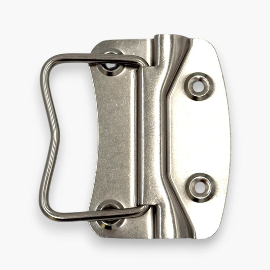 Thin recessed toolbox chest handle with nickel-plated steel finish for toolboxes and equipment cases