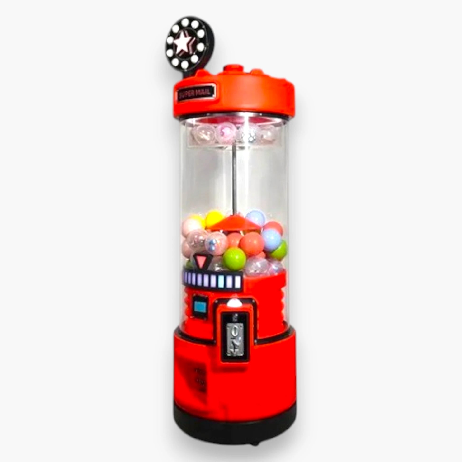 Toy Spinner Prize Machine – Dynamic Star-Lit Spinning Top Activated During Play, Eye-Catching Visual Appeal - Red Color