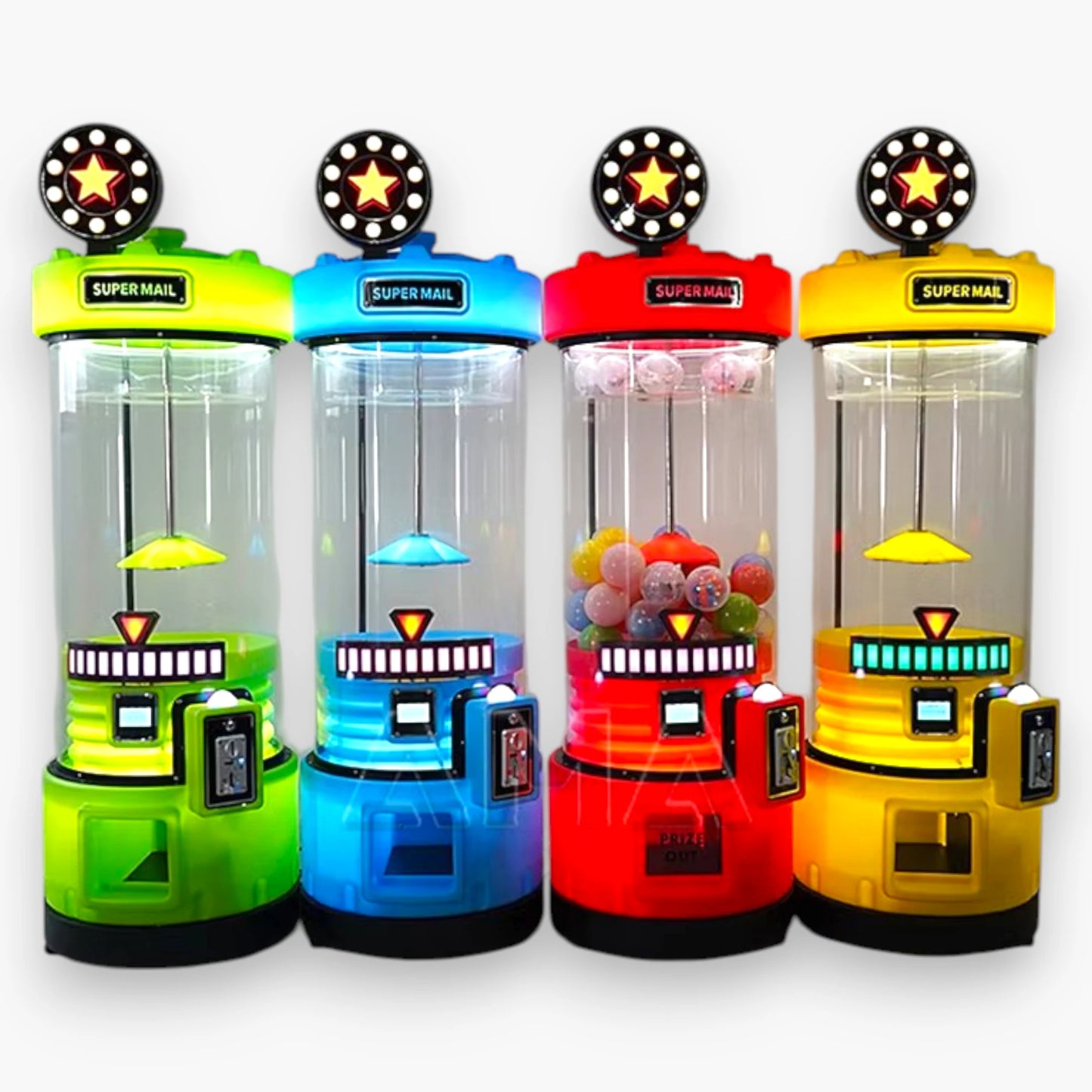 Toy Spinner Capsule Prize Game Machine – Star-Lit Spinning Top, Transparent Capsule Chamber, Coin Operated