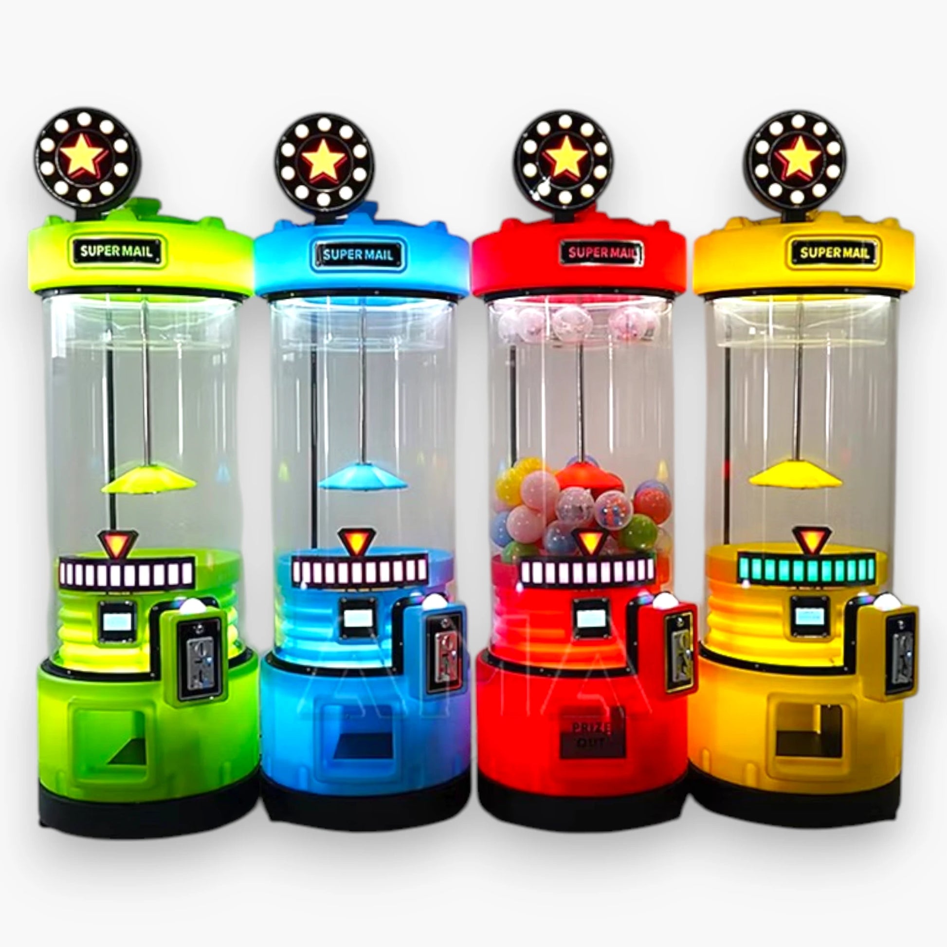 Toy Spinner Capsule Prize Game Machine – Star-Lit Spinning Top, Transparent Capsule Chamber, Coin Operated