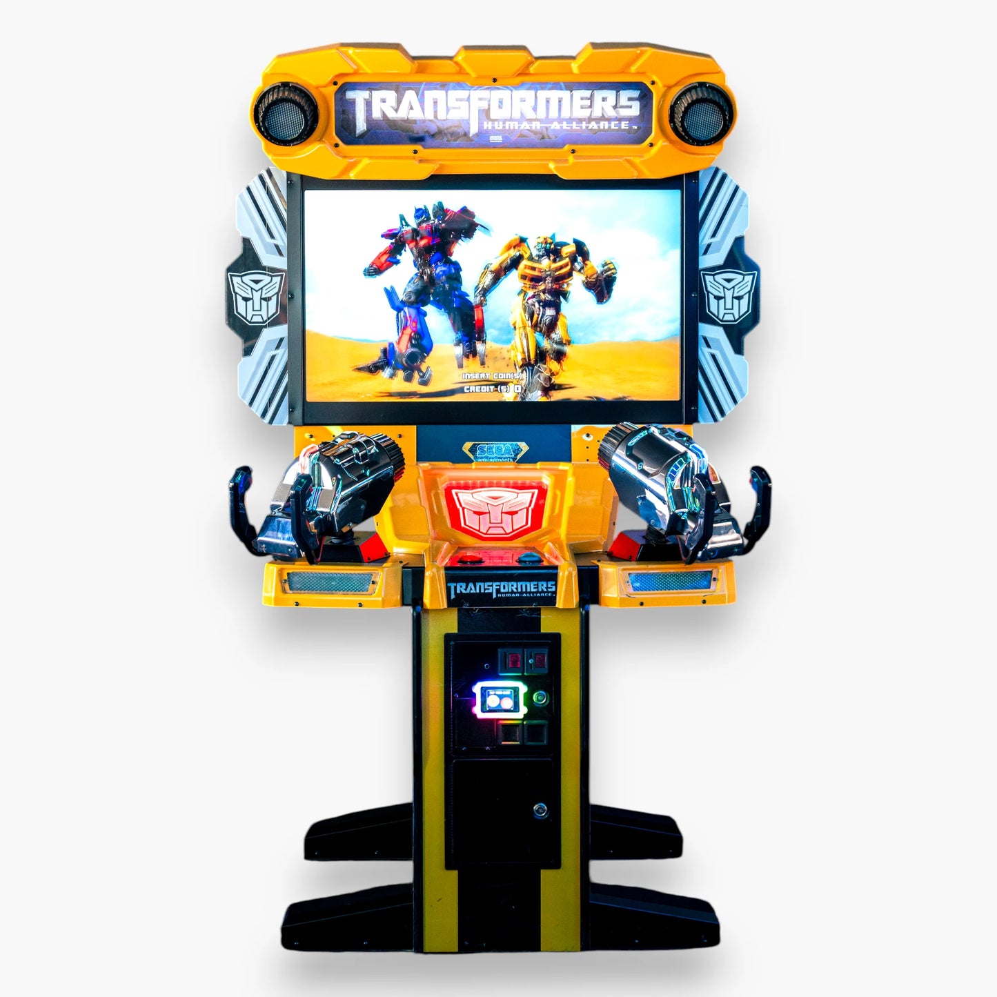 Transformers Human Alliance Arcade by SEGA – 42 Inch HD LCD Screen, Autobot Insignia, Yellow Black Cabinet Design
