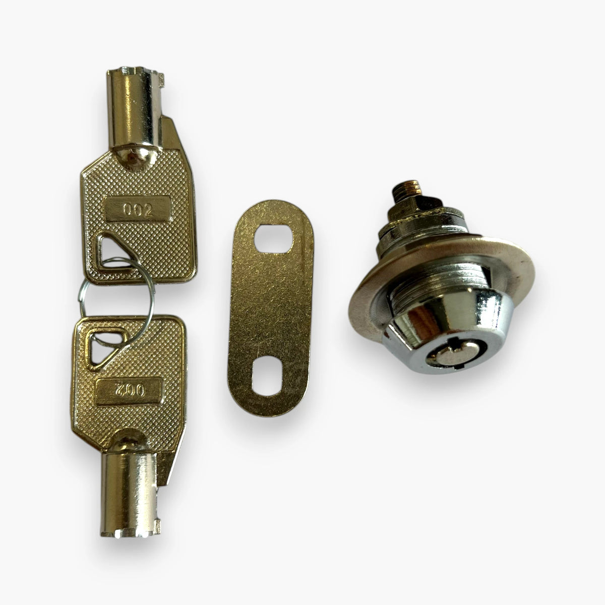 3/8 inch tubular cam lock with 2 keys and chrome finish

