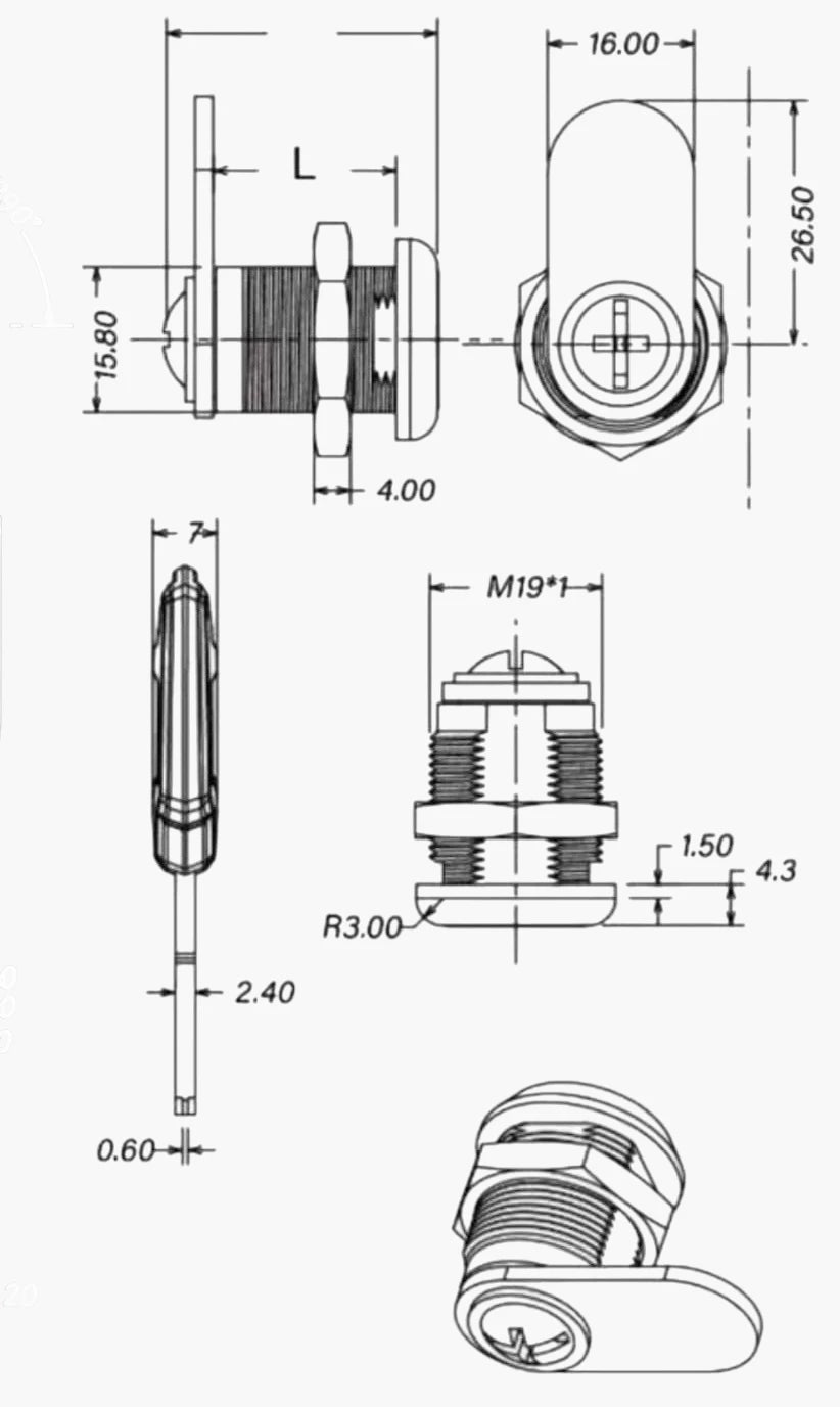 tubular cam lock size