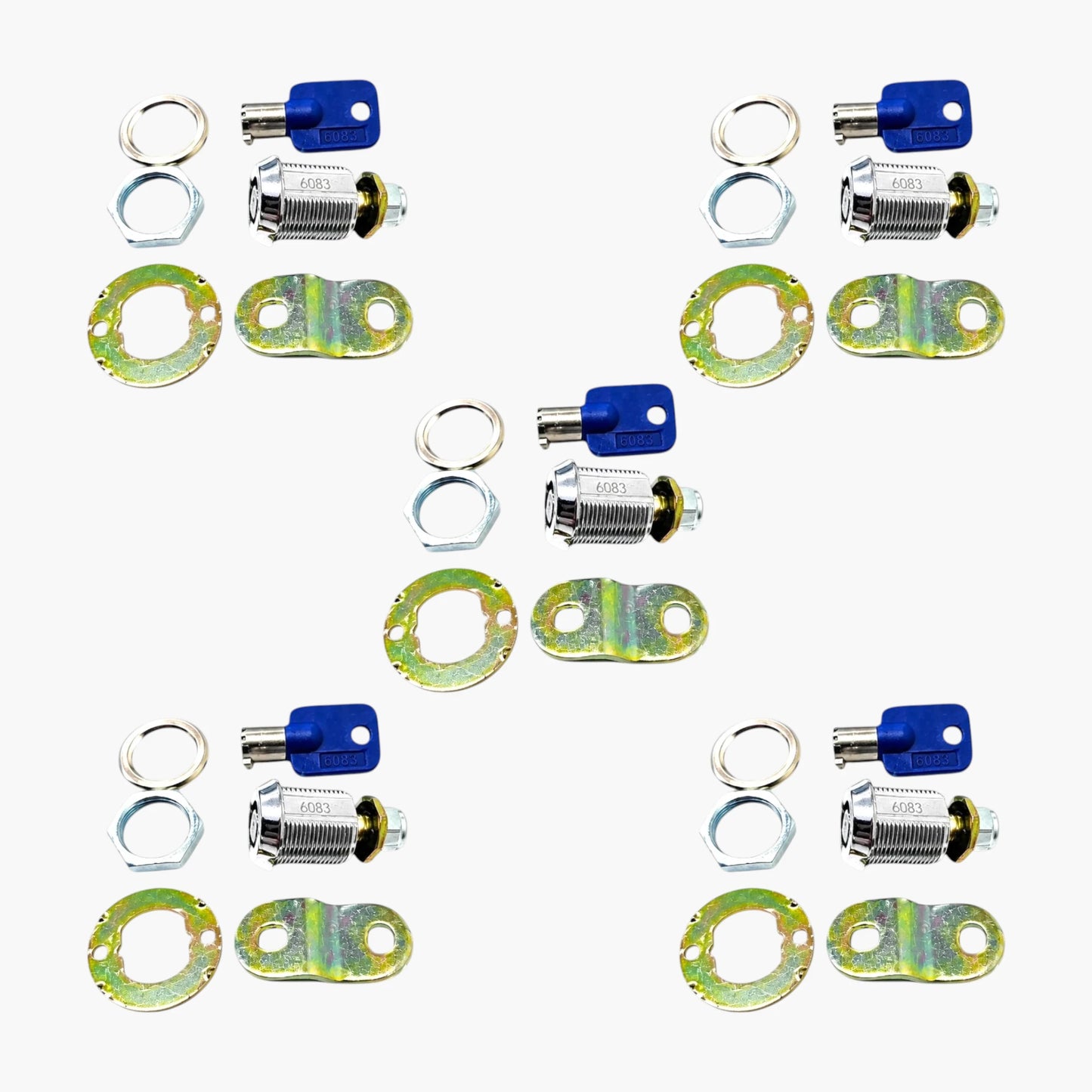 Tubular Cam Locks 6083 – Set of 5 with Matching Keys, Chrome Zinc Alloy, for Arcade Machines Cabinets and Toolboxes