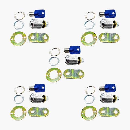 Tubular Cam Locks 6083 – Set of 5 with Matching Keys, Chrome Zinc Alloy, for Arcade Machines Cabinets and Toolboxes