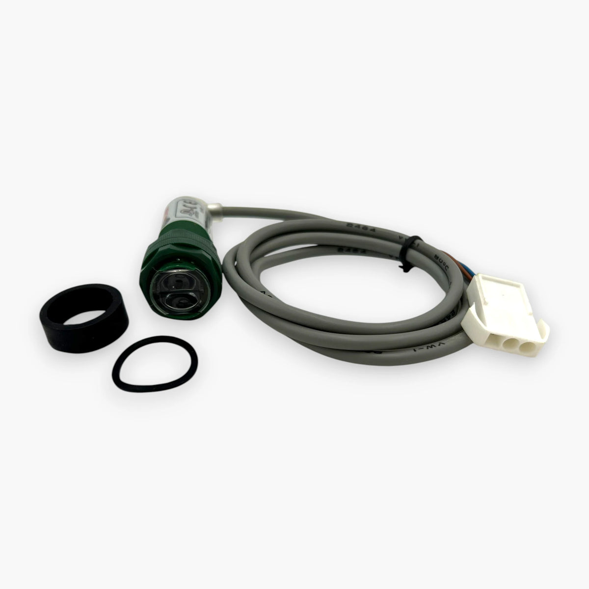 RNPK2M basketball machine scoring sensor with gray cable, 3-pin plug, and rubber rings