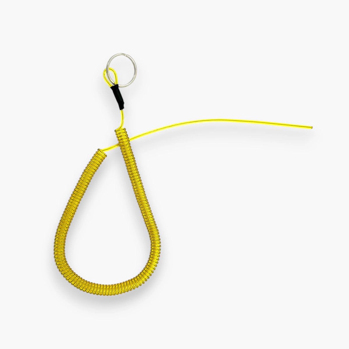 Coiled Disc Lock Reminder Cable with Key Ring  Stretchable Yellow Safety Cord 