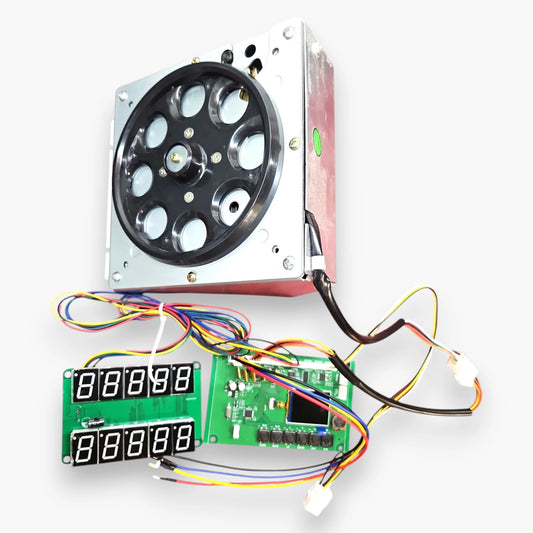 Coin Changer Main Board and Hopper Kit – Motorized 8-Hole Coin Hopper, Dual LED Display PCB, Pre-Wired Harness