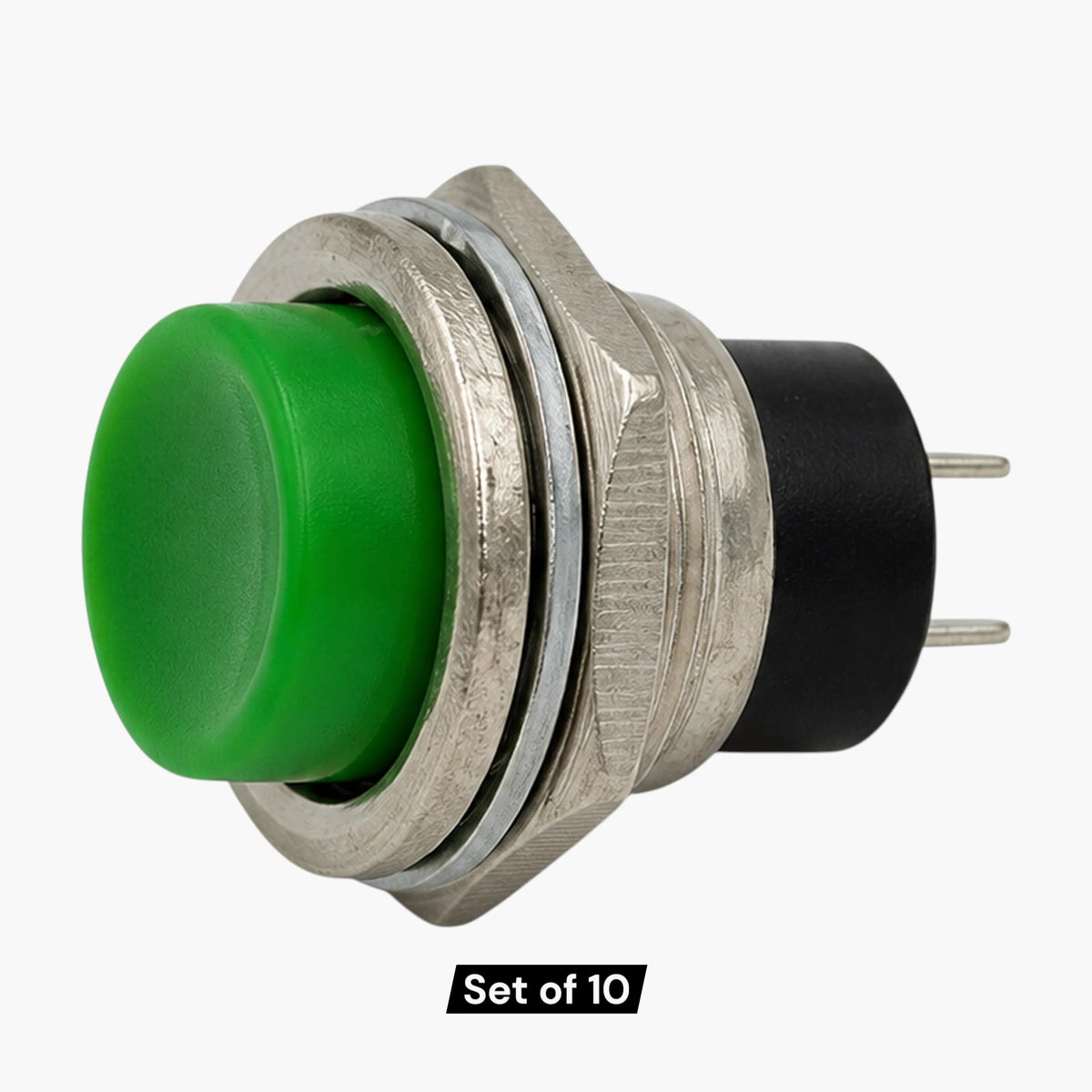 PS-212 Momentary Metal Push Button Switch green Set of 10