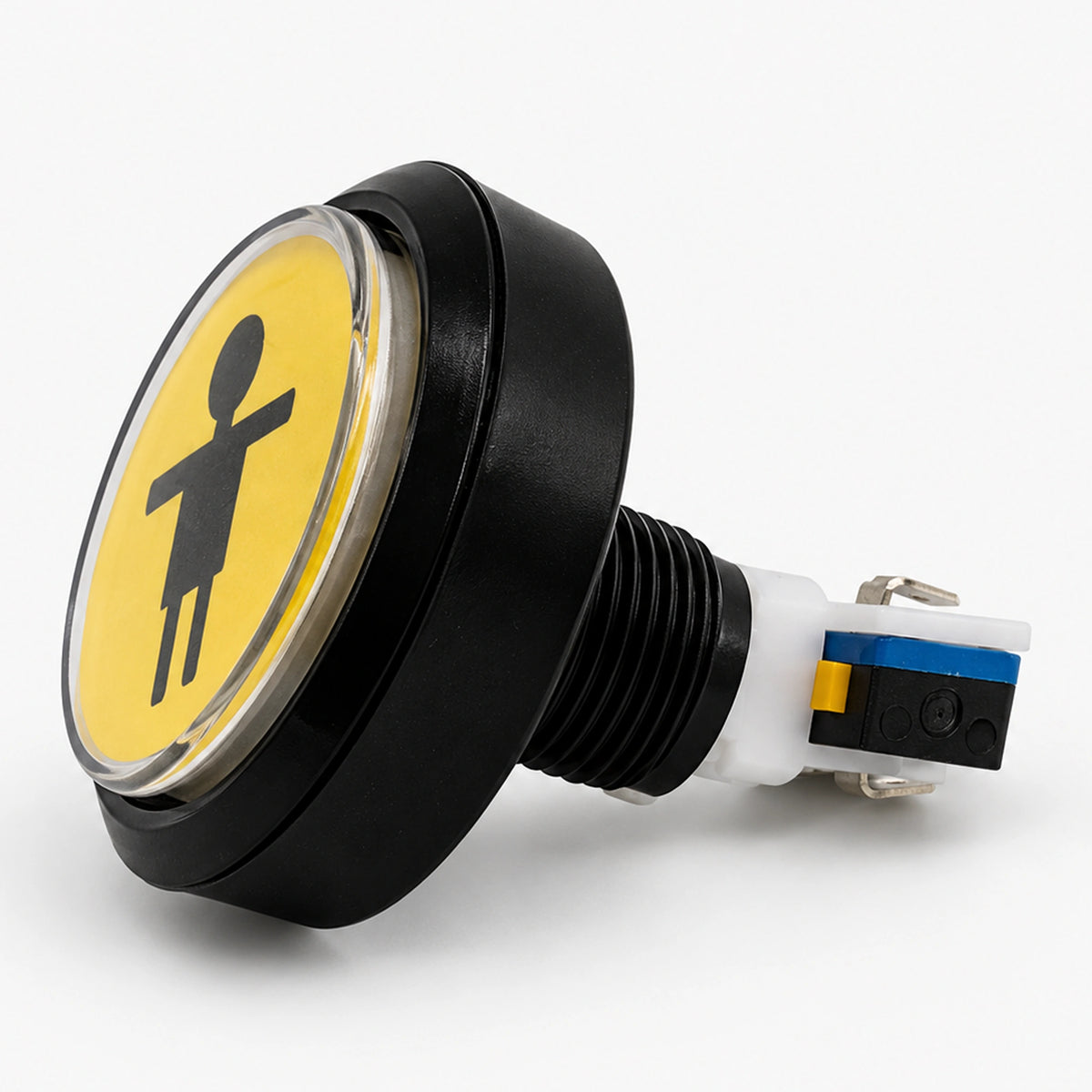 Yellow arcade push buttons marked with one-player  symbol with microswitch
