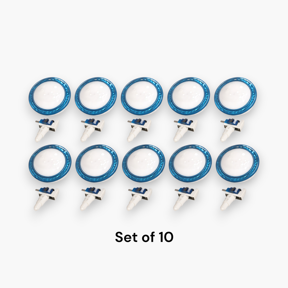 Blue Diamond Blank Small Push Button with Led Light & Micro Switch (Set of 10)
