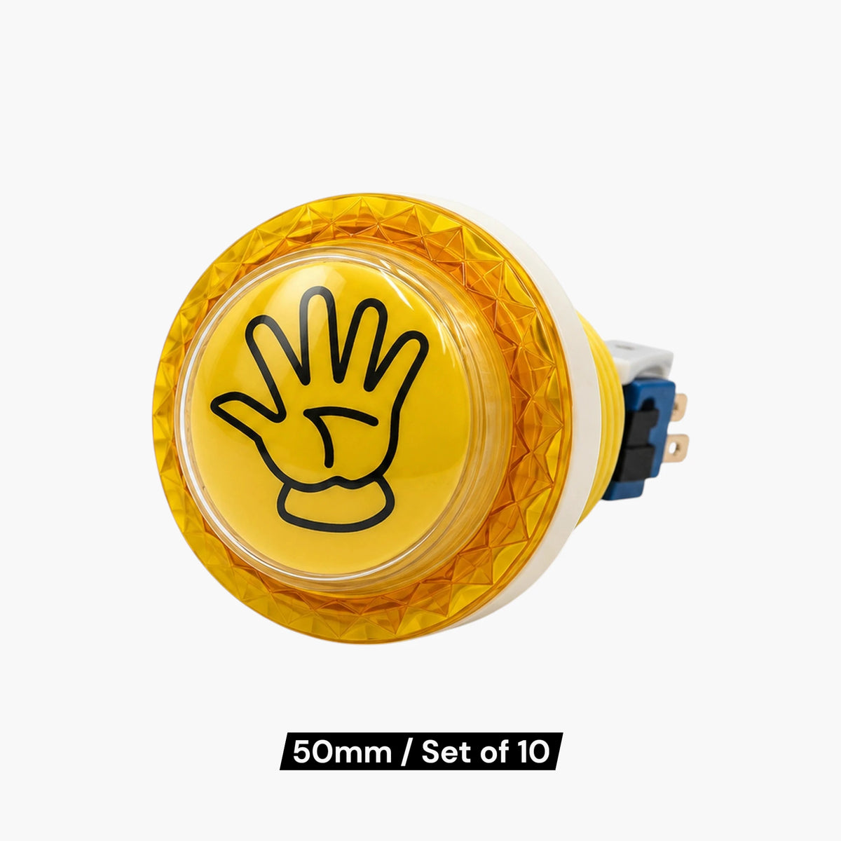 50mm yellow diamond palm push button set of 10